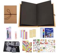 99+ Inch Accordion Foldable Scrapbook Album, Stretchable Foldable Photo Album with DIY Material Kit, Handmade Memory Book Gift Set for Scrapbooking Journaling & Gifting (Black, M)