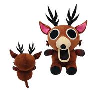 99 Nights Forest Horror Cat Plush Toy, Soft Stuffed Animal with White Eyes and Claws, Black Cat Plush Doll, Creepy Cute Halloween Decoration Collectible Gift for Kids Room Decor (Elk)