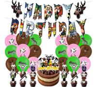 99 Nights in the Forest Deer Birthday Decorations Cake Topper Cupcake Toppers Banner Balloons Party Decorations Supplies for Game Fans