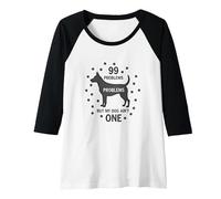 99 Problems But My Dog Ain't One Funny Pet Lover Raglan Baseball Tee, Women, Black/White, L