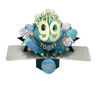99 Today Happy 99th Birthday Pop-Up Greeting Card Love Kate's Pop Up Cards Him Design POP237MC99