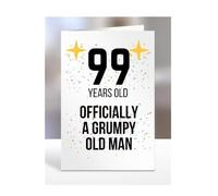 99 Years Old, Officially a Grumpy Old Man Card, Funny, Joke, Gift, 99th Happy Birthday, Presents for, Dad, Daddy, Grandad, Husband, Uncle, Him, Male, A5-164_71