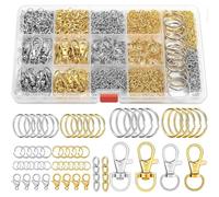 990PCS Keyring Making Kit, Keychain Making Kit with Silver and Gold Key Rings, Complete Keychain Kit DIY Supplies with Pliers, Keyring Clips, Lobster Claws, Key Ring Kit for Beginners Jewelry Making