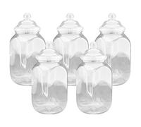 995ml Square Style Food Grade Plastic Sweet Jars with Victorian Lid - 5,10,15,20,25 Wedding, Party (5 Jars)