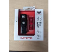Cateye AMPP 100 & ViZ 100 Bike Light Set Black