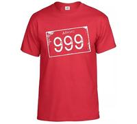 999 Nine Punk Men's T-Shirt Skull Biker Glam Rock Band Punk Stiff Rock Top Tee(Red,4XL)