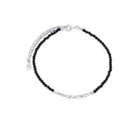 999 Pure Silver Matching Couple Bracelets, His and Hers Broken Silver Beaded Bracelets with Black Onyx & White Crystal, Hypoallergenic Adjustable Minimalist Bracelets, Anniversary Valentine's Day Gift