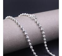999 Pure Silver Necklace For Women 3mm Width Beaded Link 18inch Length Real Silver Sweater Chain 8-9g
