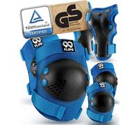 99FLIPS Kids Knee and Elbow Pads for Children - Kids Knee Pads Skating - Wrist Guards - RISE - Size SM - BLUE - Skateboard, Scooter, Inline Skates
