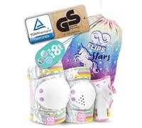 99FLIPS Kids Knee and Elbow Pads - Scooter and Skate Pads - Size XS - Magic Silver