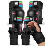 99FLIPS Knee Pads for Kids - Kids Elbow and Knee Skating Pads - Wrist Guards - - SLIDE - Size XS - BLACK RAINBOW - Skateboard, Scooter & Inline Skates