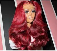 99J Burgundy Red Body Wave Human Hair Wigs For Women, Vietnamese Hd Transparent Lace Frontal Wig Pre Plucked Daily Party