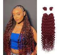 99J Water Wave Human Hair 18 Inch 2 Bundles 100g Human Hair for Braiding Brazilian Virgin Human Hair No Weft 100% Human Hair Bariding Hair for Boho Braids