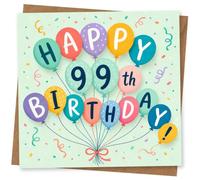 99th Birthday Card, Colourful Balloon Party Design
