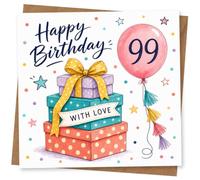 99th Birthday Card for Her, Funny Balloon Party Design