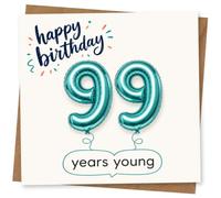 99th Birthday Card for Her, Teal 99 Balloons, Years Young