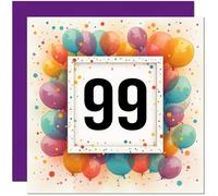 99th Birthday Card for Men Women - Any Age - Balloon Birthday Card for 99 Year old Woman Ladies Grandma Nan Mum Aunt Friend Sister Ninety Nine, ninety ninth Nanny