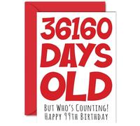 99th Birthday Card for Men Women Him Her - 36160 Days Old - Funny Adult Happy Birthday Card for Grandma Nan Grandad Gran Mum Dad, A5 Humour Joke Greeting Cards