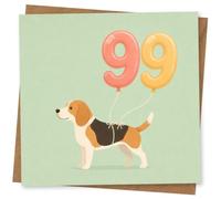 99th Birthday Card, Funny Balloons Dog Design