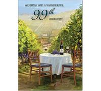 99th Birthday Card - Sunshine and Wine - Medium Sized Card (A5 Size -148mm x 210mm) with Envelope