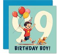 99th Birthday Cards for Men - Balloon Boy - Happy Birthday Card for 99 Year Old Man Great Grandad Dad Grandpa Grandad, 145mm Bday Greeting Cards