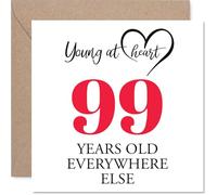 99th Birthday Cards for Men Women - Young at Heart - Happy Birthday Card for 99 Year Old Man Woman Grandma Husband Nanny Auntie, 145mm Bday Greeting Cards