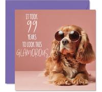 99th Birthday Cards for Women - Glamorous Puppy - Happy Birthday Card for 99 Year Old Woman Wife Nan Granny Nanny, 145mm Bday Greeting Cards