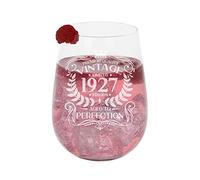 99th Birthday Gift Vintage 1927 Aged to Perfection Engraved Large Gin Glass Present for 99 Year Old Etched 590ml Stemless Gin Glass