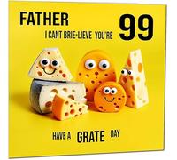 99th Father funny Birthday Card for Dad - Cheese Pun Funny Dad Birthday Card for 99 Year old Ninety Nine, ninety ninth