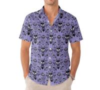 99TIMORO Spacecraft Hawaiian Shirt, Character Movie Button Down Top Space Theme Short Sleeve Shirts, Summer Beach Gifts, Horror Pattern, Large