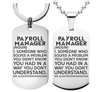 99WakeUp PAYROLL MANAGER Definition Meaning Keychain Necklace - Set of 2 Key chain Office Gift