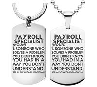99WakeUp PAYROLL SPECIALIST Gift Dictionary Meaning Definition Necklace Keychain - Set of 2 Keyring