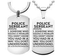 99WakeUp POLICE SERGEANT Definition Meaning Keychain Necklace - Set of 2 Key chain Office Gift