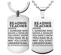 99WakeUp READING TEACHER Gift Dictionary Meaning Definition Necklace Keychain - Set of 2 Keyring