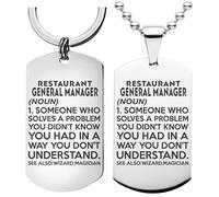 99WakeUp RESTAURANT GENERAL MANAGER Definition Meaning Keychain Necklace - Set of 2 Key chain Office Gift
