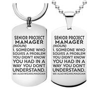 99WakeUp SENIOR PROJECT MANAGER Definition Meaning Keychain Necklace - Set of 2 Key chain Office Gift