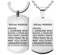 99WakeUp SOCIAL WORKER Gift Dictionary Meaning Definition Necklace Keychain - Set of 2 Keyring