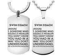 99WakeUp SWIM COACH Definition Meaning Keychain Necklace - Set of 2 Key chain Office Gift