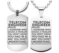 99WakeUp TELECOM ENGINEER Definition Meaning Keychain Necklace - Set of 2 Key chain Office Gift