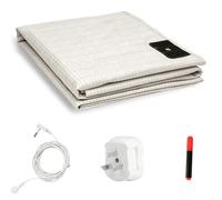 99x203cm Grounding Bed Sheet with Voltage Tester & UK Plug, 10% Silver Fiber 90% Organic Cotton Earthing Flat Sheet for Improved Sleep, Anti Static Natural Wellness Earthing Sheet