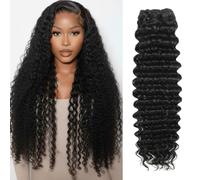 9A Natural Black Deep Wave Human Hair Extensions 1Bundle