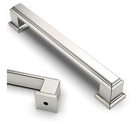 9BUILD 10 Pack 128mm Brushed Satin Nickel Cabinet Pulls - Kitchen Cupboard Handles - Zinc Alloy, 100% - Nickel