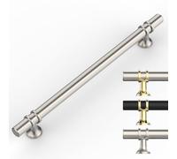 9BUILD 10 Pack 192mm Brushed Satin Nickel Kitchen Cupboard Handles - Drawer and Door Handles for Cabinets and Wardrobes - Zinc Alloy Matte Black