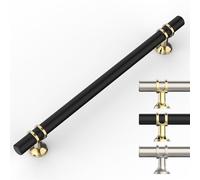 9BUILD 10 Pack 192mm Matte Black Gold Kitchen Cupboard Handles - Drawer, Wardrobe, Cabinet Door Handles - Zinc Alloy EU0001