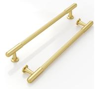 9BUILD 10 Pack 7.5 Inch(192mm) Brushed Gold Cabinet Pulls Kitchen Cabinet Handles Kitchen Cabinet Hardware Gold Handles for Cabinets Cupboard Drawer