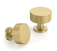 9BUILD 10 Pack Brushed Gold Cabinet Knobs - Zinc Alloy Door Handles for Kitchen, Dresser, Cupboard, Wardrobe With Single Hole EU0054