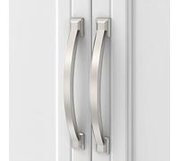 9BUILD 10 Pack Brushed Satin Nickel Kitchen Cabinet Handle 128MM Hole Center Cabinet Pulls Kitchen Door Handles Drawer Handles Zinc Alloy Wardrobe Handles