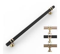 9BUILD 10 Pack Knurled Black Cabinet Pulls - 10 Inch Matte Black Kitchen Handles for Cabinets and Dressers