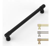9BUILD 10 Pack Matte Black Cabinet Handles 192MM Hole Centers Knurled Kitchen Cabinet Handles Drawer Handles Kitchen Cupboard Handles UK0056