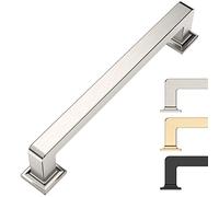 9BUILD 128MM Brushed Satin Nickel Cabinet Handles - 10 Pack - Zinc Alloy - Modern Style - Pull Handle - Rectangular Shape - Includes Installation Hardware